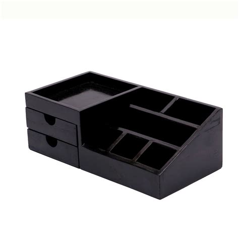 7-compartment Wood Desk Organizer (Dark Tone)