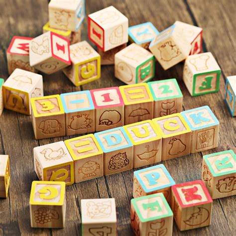Buy SainSmart Jr. Wooden ABC Alphabet Blocks Set, 40PCS Classic Wood ...