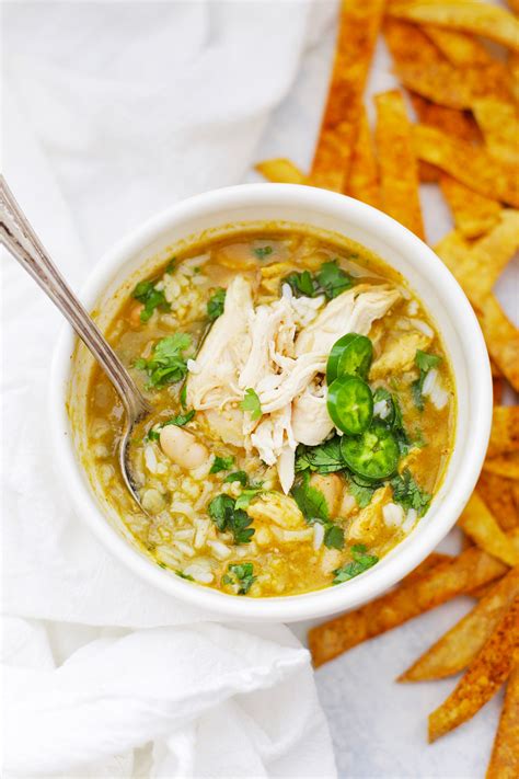 Salsa Verde Chicken and Rice Soup • One Lovely Life