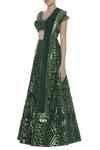 Buy Reeti Arneja Green Applique Leather Embroidered Lehenga Set Online ...