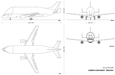 Airbus A300-600ST Beluga Blueprint - Download free blueprint for 3D ...