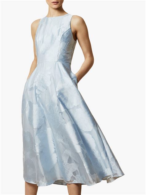 Ted Baker Wylieh Floral Jacquard Midi Dress, Light Blue