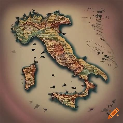 Renaissance-style map of Italy on Craiyon