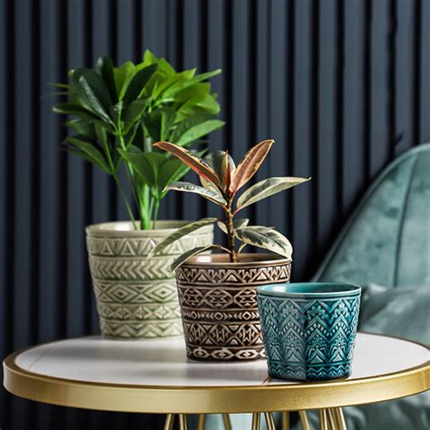 Intricate Texture Sage Green Pot Online - Premium Planter | Nestasia