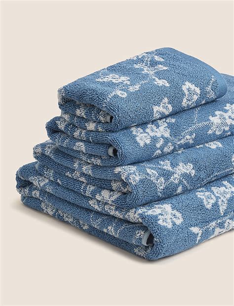 Buy Super Soft Pure Cotton Floral Jacquard Towel at Marks & Spencer