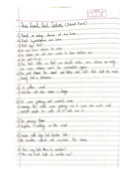 SOLUTION: The road not taken summary NCERT - Studypool