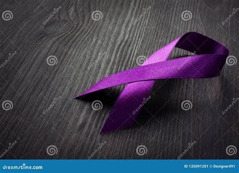 Purple Awareness Ribbon on the Desk. Pancreatic Cancer Stock Image ...