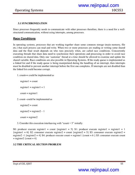Process Synchronization- Operating Systems - Operating Systems 10CS 3 ...
