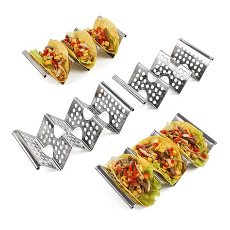 Snapklik.com : 4 Pack Stainless Steel Taco Holders, Premium Taco Stands ...