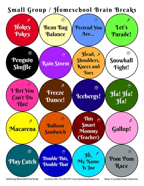 Testy yet trying: 20 Brain Breaks for Small Groups | Brain breaks ...