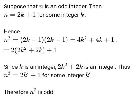 present a direct proof of the statement: "square of an odd integer is ...