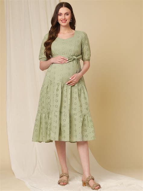 Buy Maternity Mint Green Cotton Dress