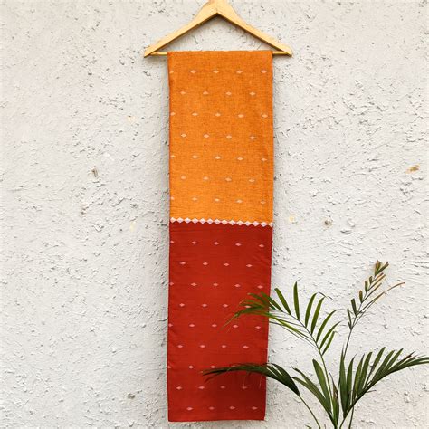 Pure Cotton Handloom Half And Half Shades Of Brown Fabric With Woven A ...