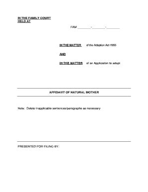 Fillable Online justice govt Natural Mothers Adoption Affidavitdoc ...