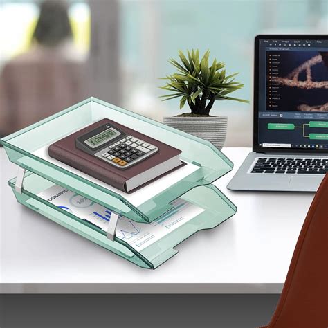 Acrimet Clear Green 2 Tier Letter Tray Desktop File India | Ubuy