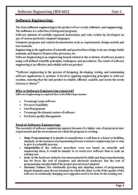 SE Notes Unit 1 - Give me lab - Software Engineering- The term software ...