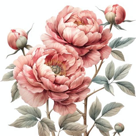 A drawing of flowers from the collection of peonies | Premium AI ...