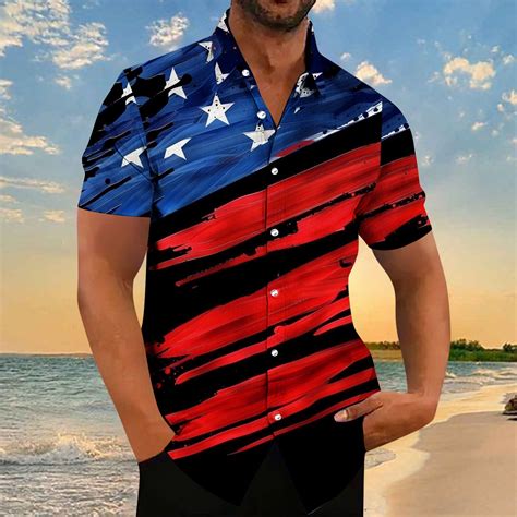 American Flag Shirts Mens Patriotic Shirt Men Red White and Blue Shirts ...