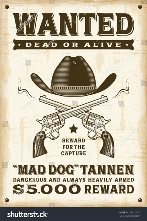 Vintage Western Wanted Poster Editable Eps10 Stock Vector 201610787 ...