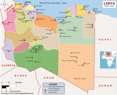 Libya Major Cities Map | List of Major Cities in Different States of Libya