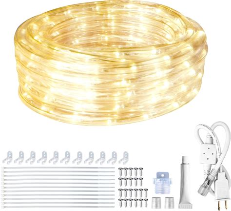 SURNIE LED Rope Lights Outdoor Warm White, Waterproof 18FT Cuttable ...