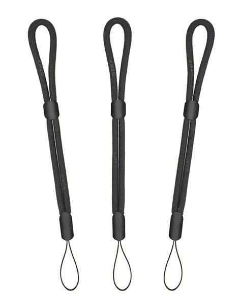 KIPZO® Pack of 3 black hand Wrist Lanyards Adjustable strap holder for ...