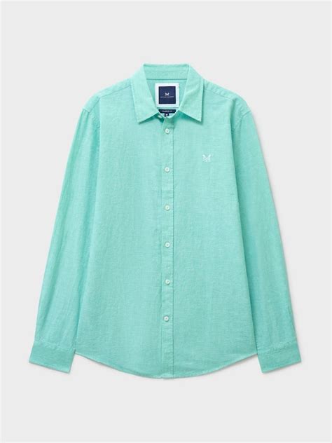 Buy Crew Clothing Company Turquoise Blue Long-Sleeve Linen Shirt from ...