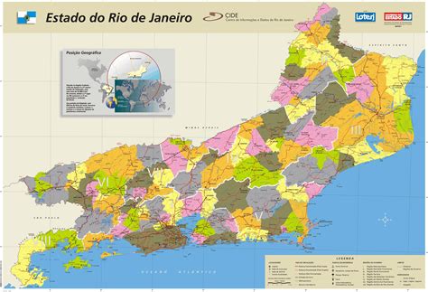 Rio de Janeiro State Political Administrative Divisions Map, Brazil