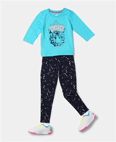 Buy Girl's Super Combed Cotton Graphic Printed Three Quarter Sleeve T ...