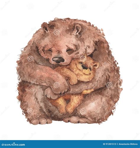 Mama bear and baby bear. stock illustration. Illustration of drawing ...