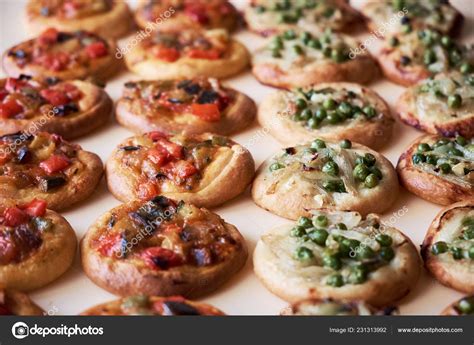 Close Freshly Baked Mini Pizzas Cocas White Background Traditional ...