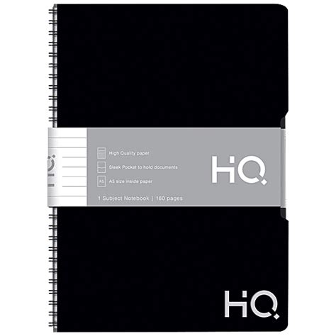 Buy Navneet HQ Wiro Bound Notebook - Ruled, Single Line, Black, A5, 160 ...