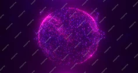 Abstract round blue to purple sphere light bright glowing from energy ...