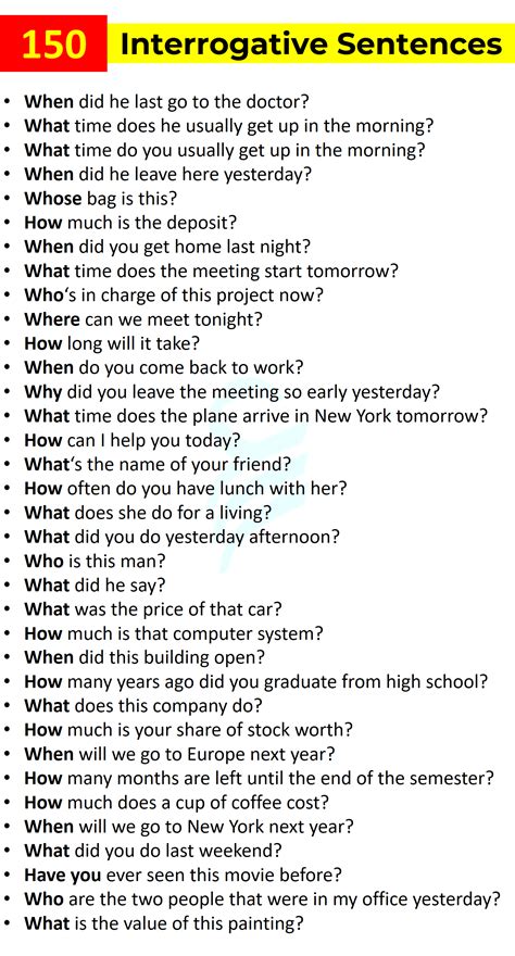150+ Interrogative Example Sentences In English • Englishilm