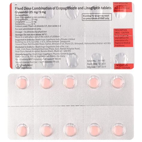 Glyxambi 25mg/5mg- Strip of 10 Tablets : Amazon.in: Fashion