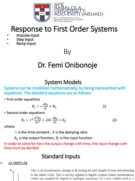 Image result for First Order System