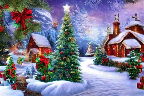 Christmas Landscape Background Graphic by Craftable · Creative Fabrica