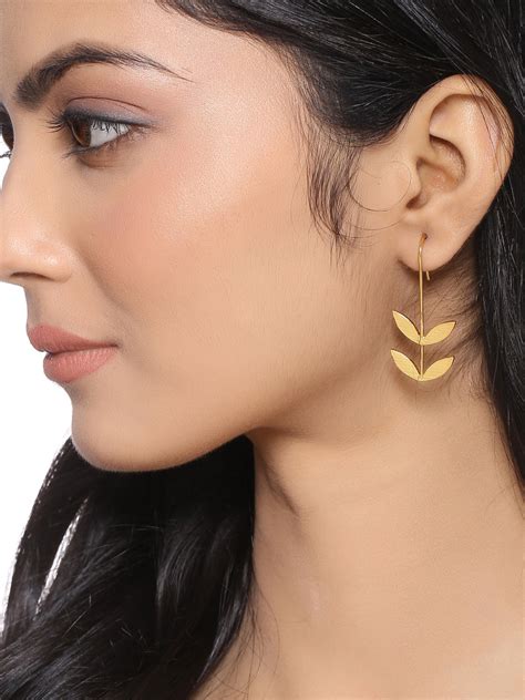 Leaf Earrings - Golden – Jewellery By Mitali Jain