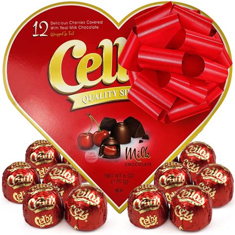 Amazon.com : Cella’s Milk Chocolate Valentine's Day Gift Box Heart ...
