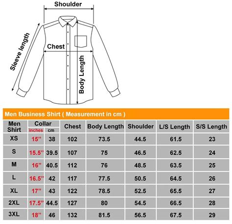 Men S Shirt Sizes Chart
