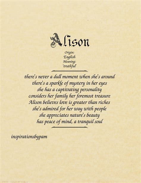 Alison First Name Meaning Art Print-Any Name Meaning | Etsy