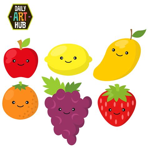 Cute Fruits Clip Art Set - Daily Art Hub // Graphics, Alphabets & SVG