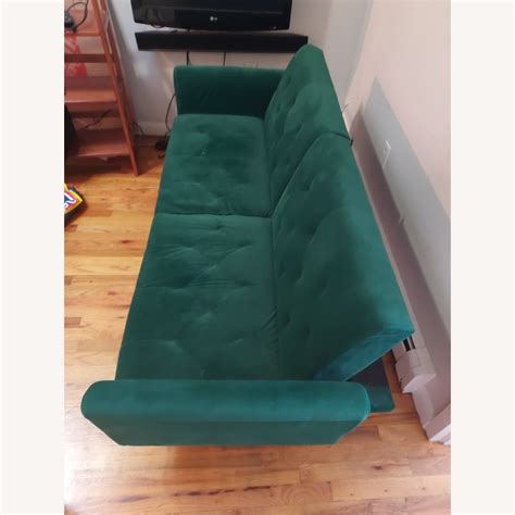 Wayfair Green Velvet Sofa/Futon - AptDeco