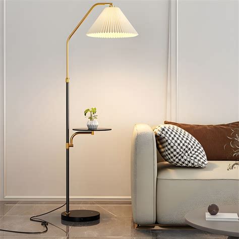 Modernism Single Black Tray Table Floor Lamp Statement Shaded Floor ...
