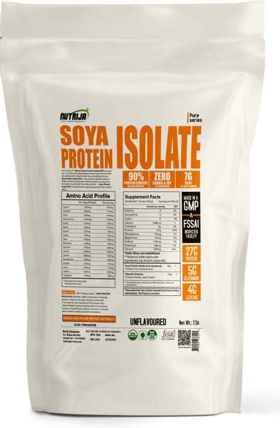 NutriJa Soya Protein Isolate 90% (2Lbs Strawberry) Plant-Based Protein ...