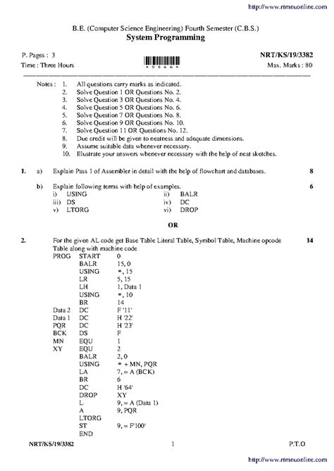 Cse 4 sem system programming 3382 summer 2019 - NRT/KS/1 9 / 3382 1 P.T ...