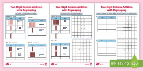 👉 KS2 Two-Digit Column Addition with Regrouping Worksheet