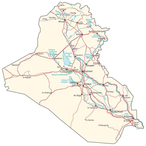 Iraq Map - Cities and Roads - GIS Geography