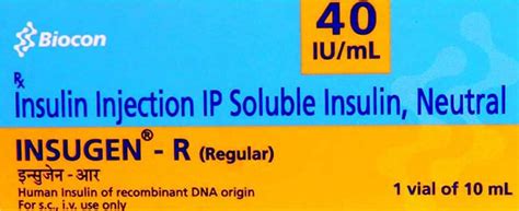 Insugen R 40 IU/ML Injection (10): Uses, Side Effects, Price & Dosage ...