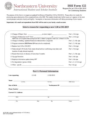Fillable Online northeastern issi form 122 Fax Email Print - pdfFiller